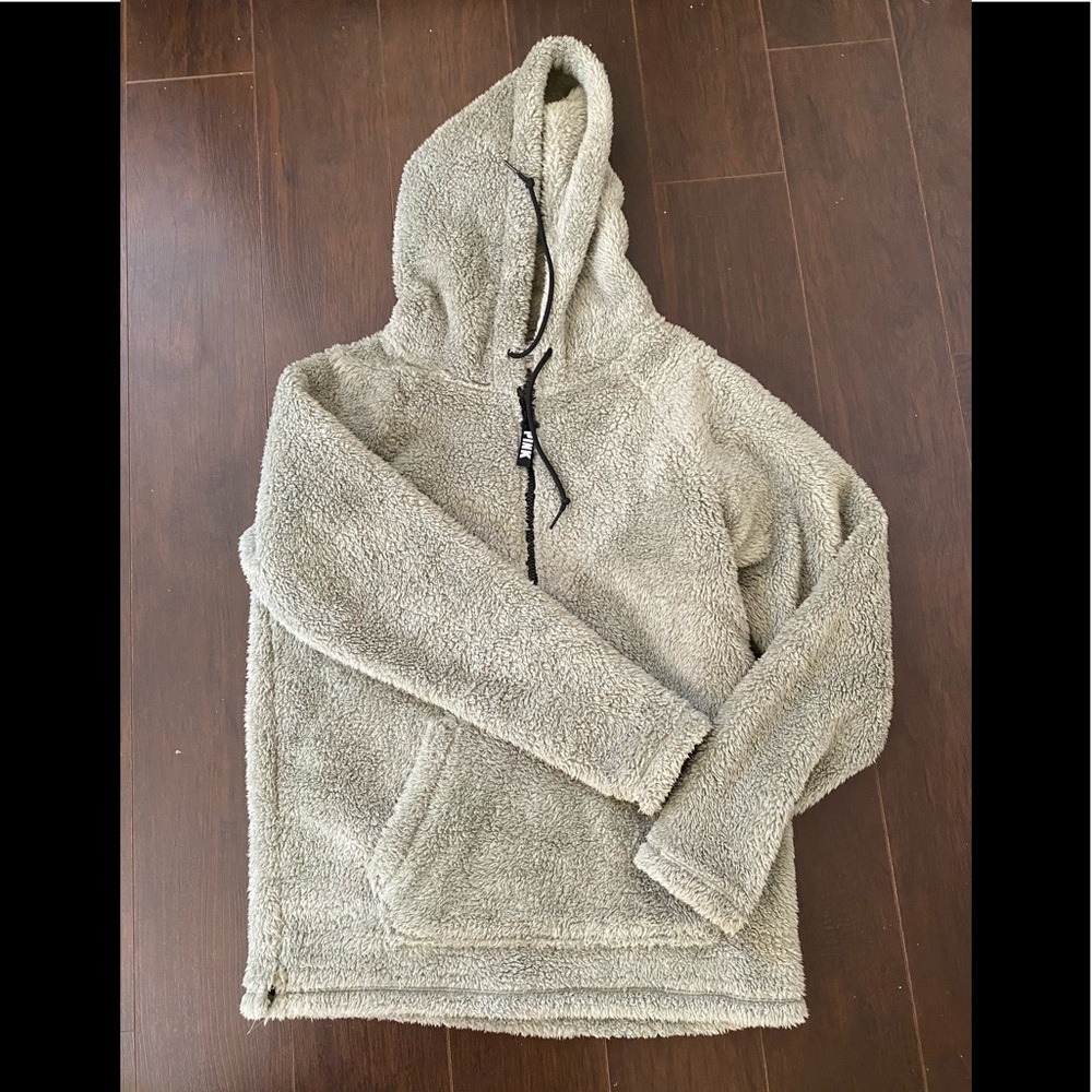 PINK Sherpa hoodie SM Sage Green